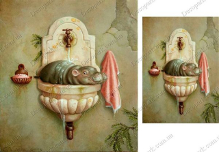 Декупажная карта 3043, Бегемотик